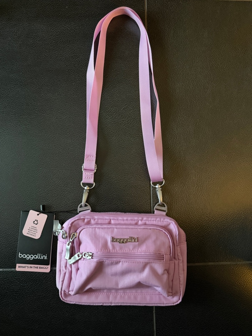 Baggallini Triple Zip Lavender Pink Crossbody Bag